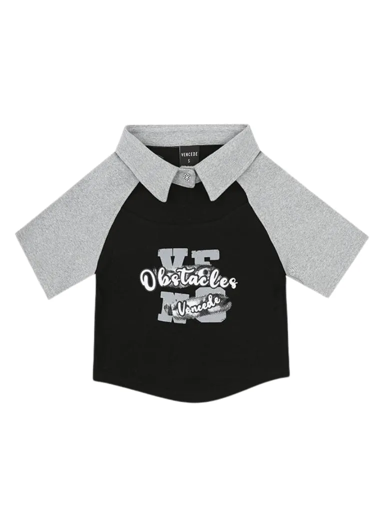 American Polo Letter Top Short Print Retro