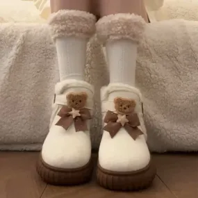 Bear Accent Platform Short Snow Boots