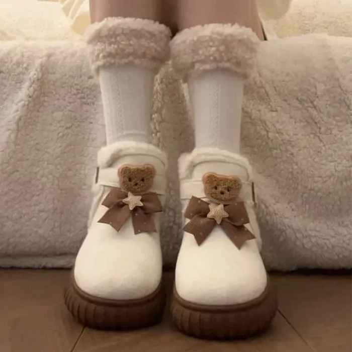 Bear Accent Platform Short Snow Boots