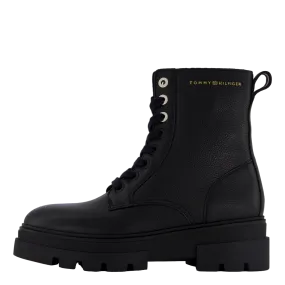 Bicolor Leather Lace-up Black