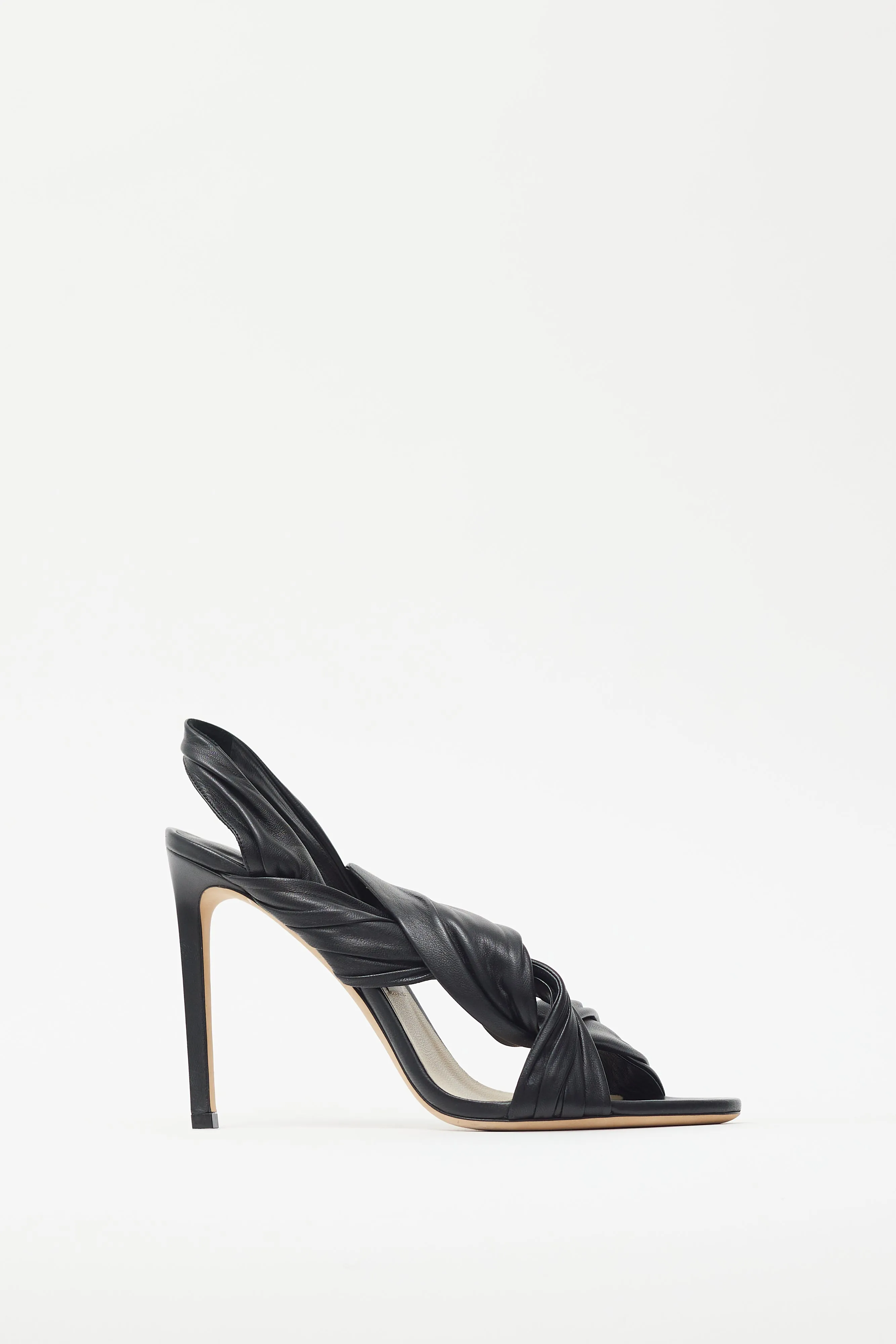 Black Leather Lalia 100 Twist Strap Heel