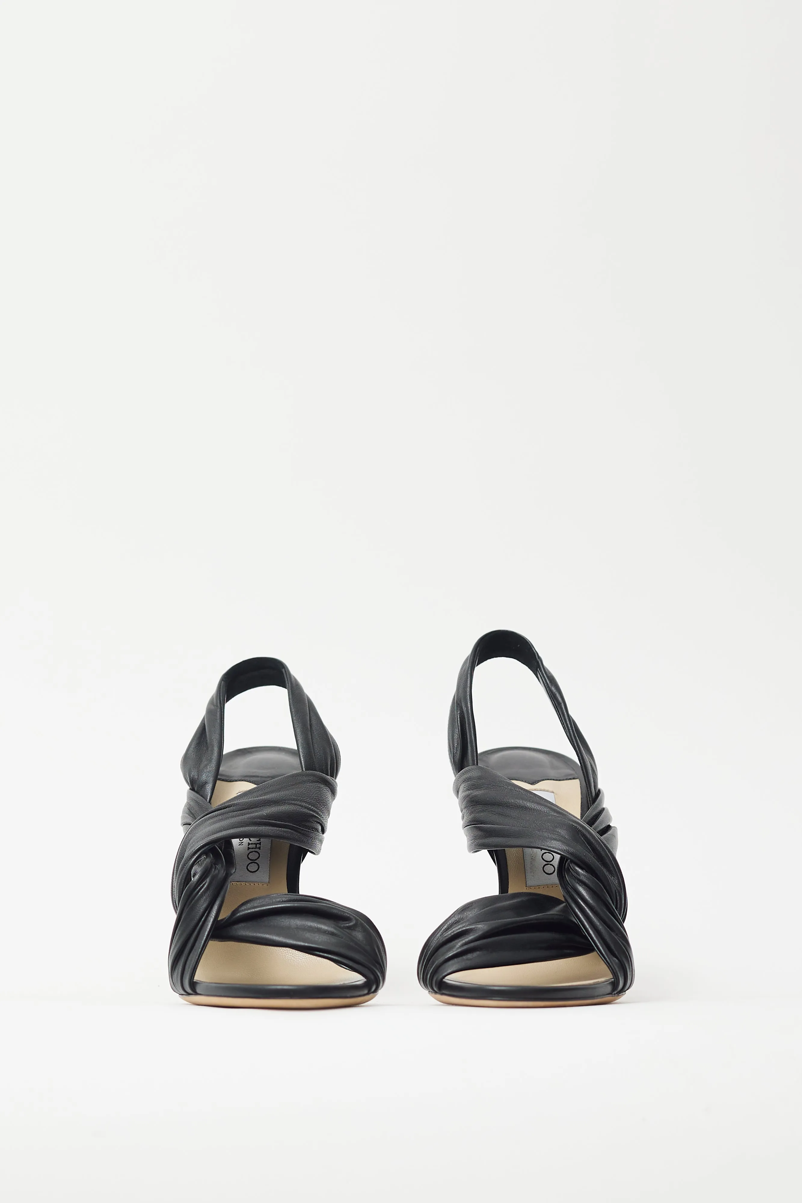 Black Leather Lalia 100 Twist Strap Heel