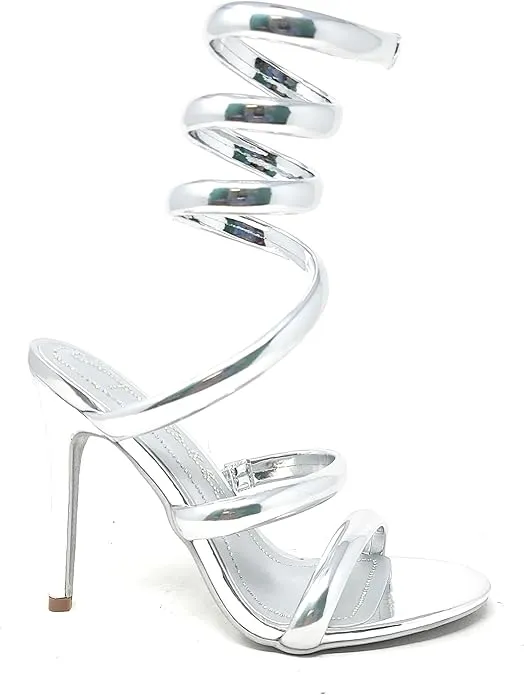 Cape Robbin Women's Open Toe Spiral Wrap Up Strappy High Heels