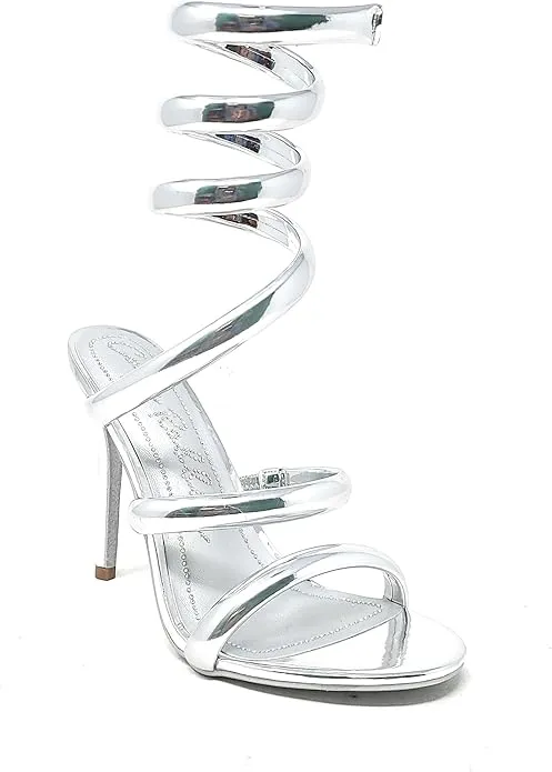 Cape Robbin Women's Open Toe Spiral Wrap Up Strappy High Heels