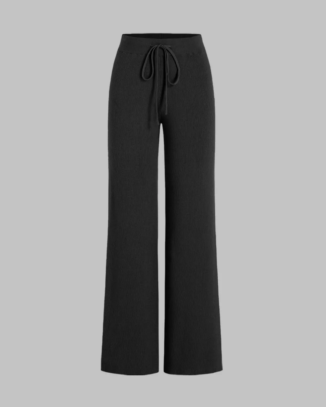 Corset Style Tie Around White Ribbed Full Sleeve Top With Black Trouser