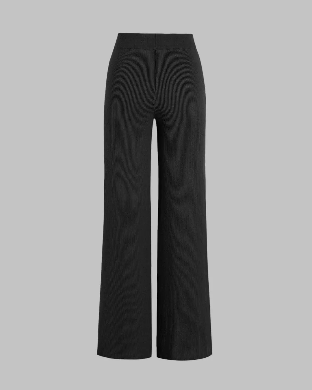 Corset Style Tie Around White Ribbed Full Sleeve Top With Black Trouser