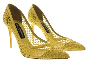 Dolce & Gabbana Yellow Bold Honeycomb Mesh Pumps-EU39