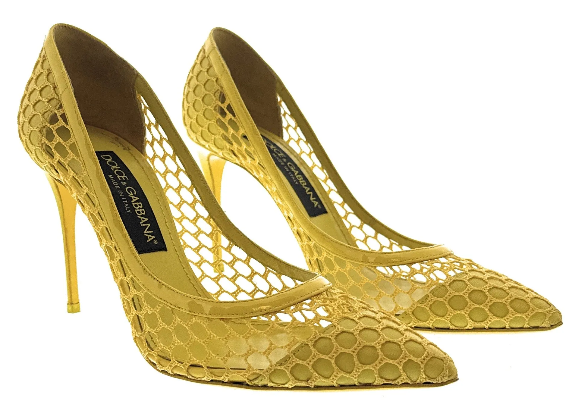Dolce & Gabbana Yellow Bold Honeycomb Mesh Pumps-EU39