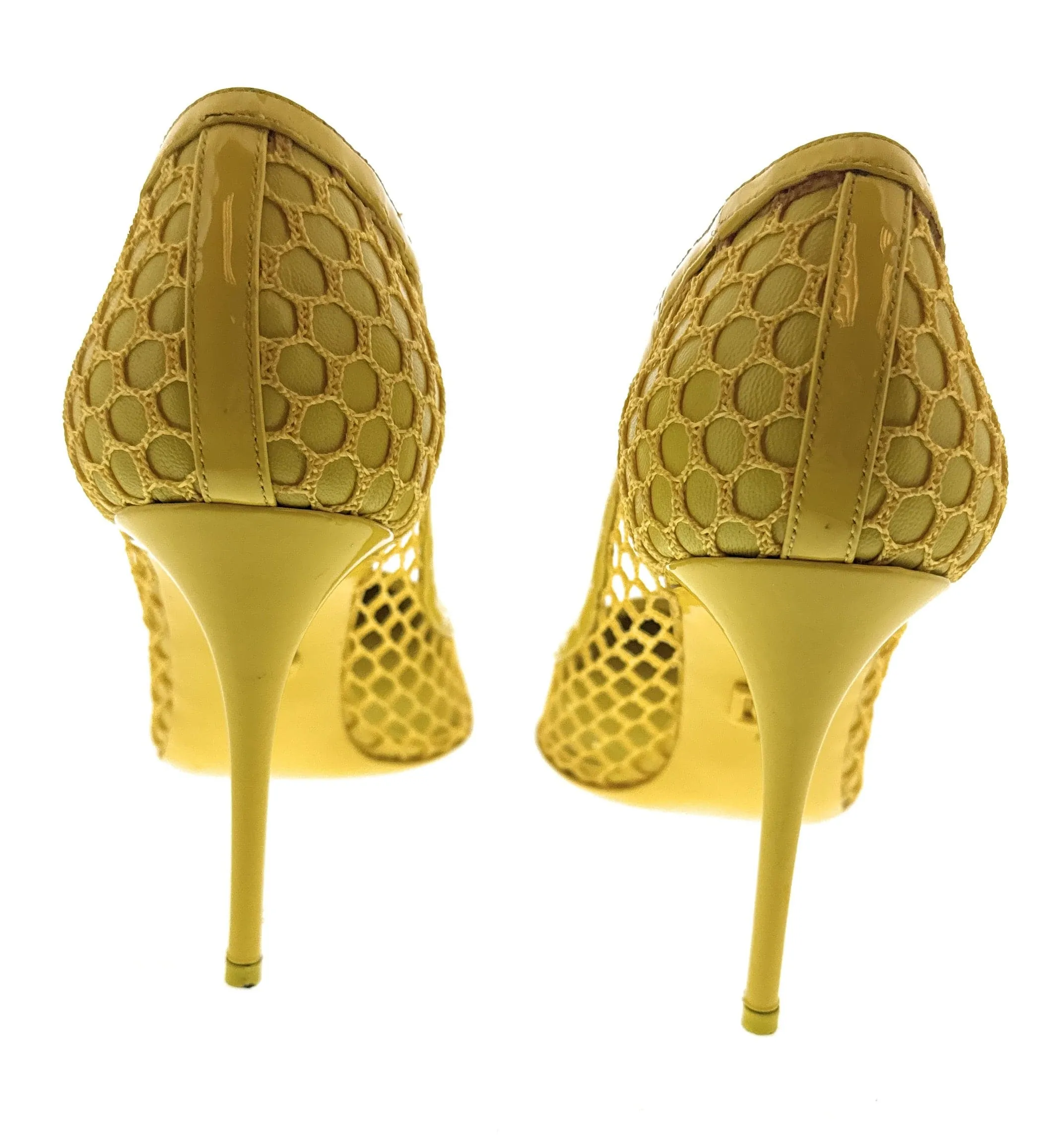 Dolce & Gabbana Yellow Bold Honeycomb Mesh Pumps-EU39