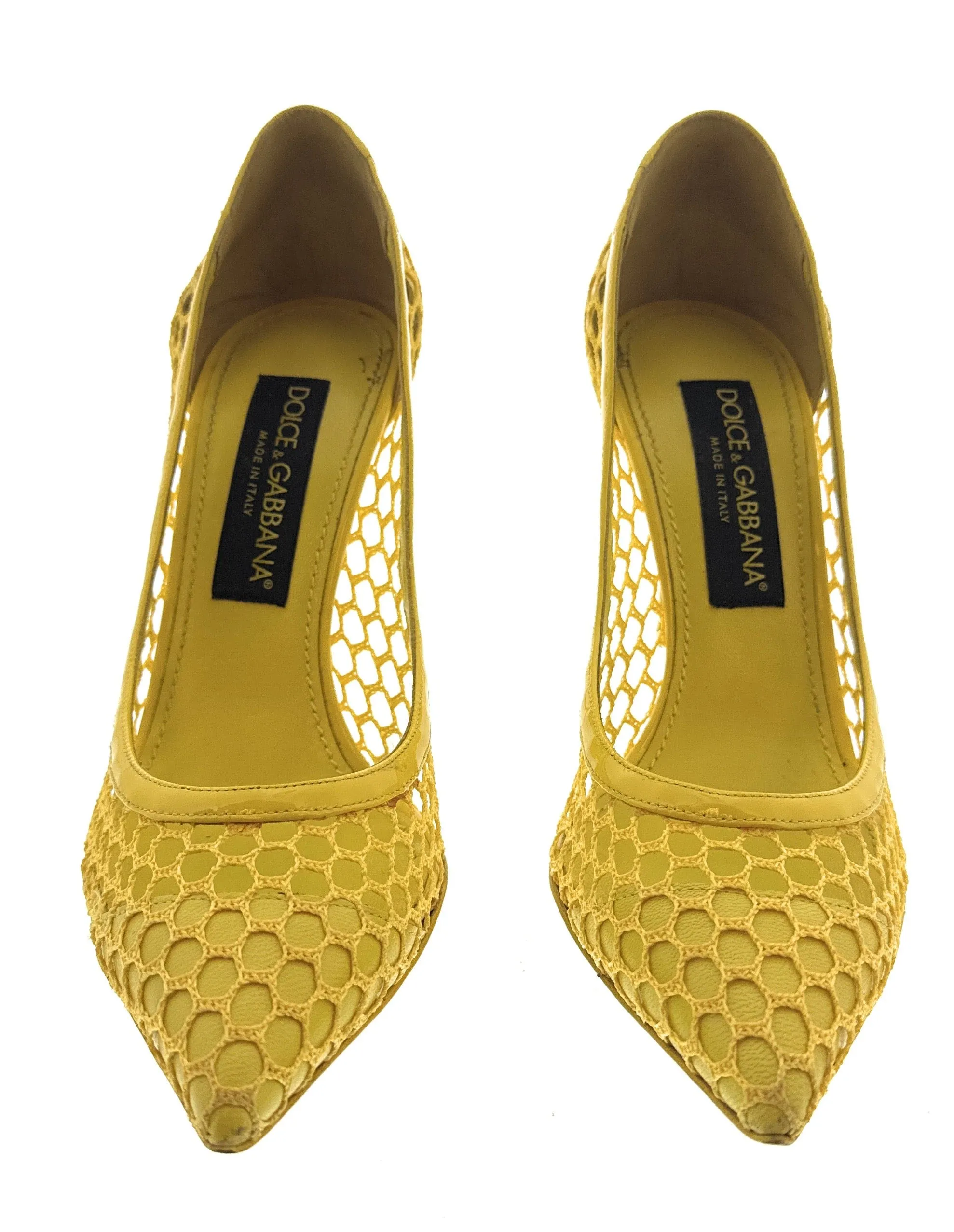 Dolce & Gabbana Yellow Bold Honeycomb Mesh Pumps-EU39