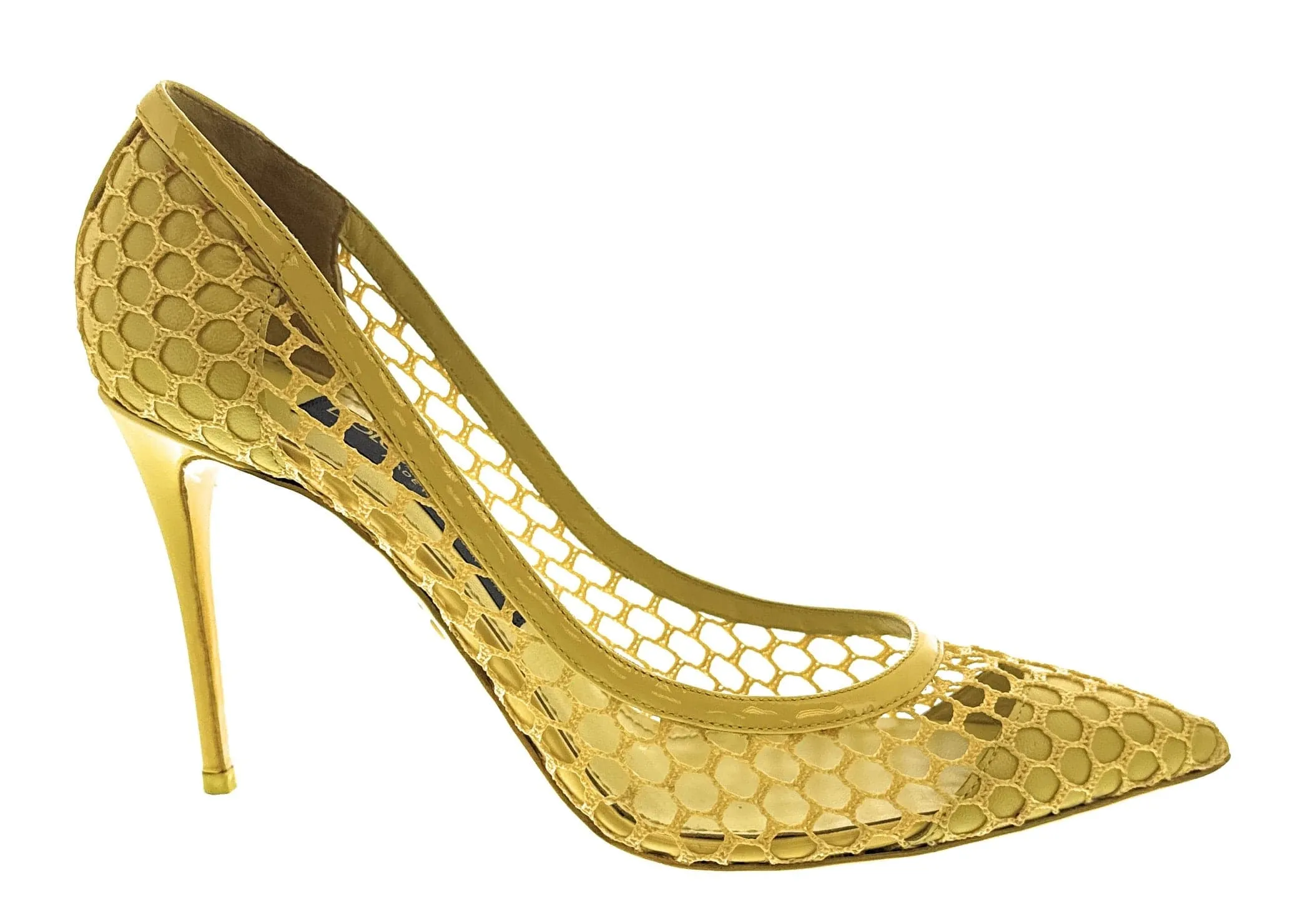 Dolce & Gabbana Yellow Bold Honeycomb Mesh Pumps-EU39