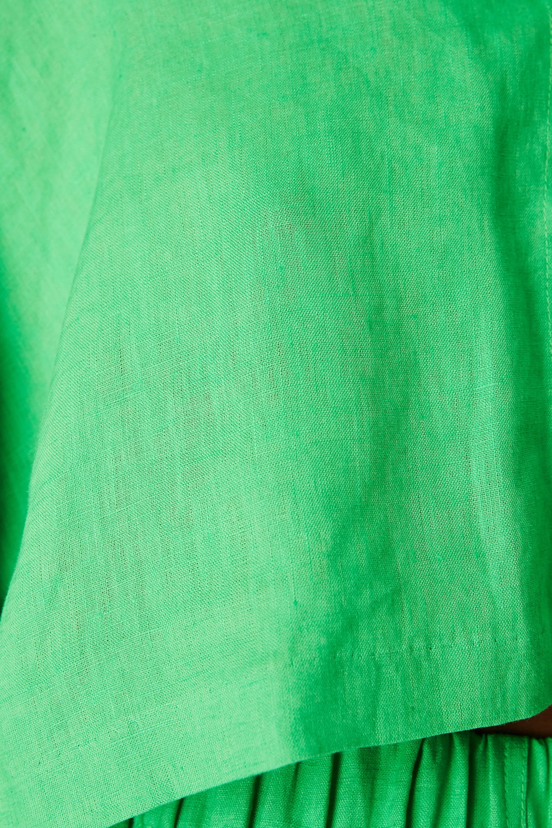 LINEN OVERSIZED SHIRT DRESS - GREEN