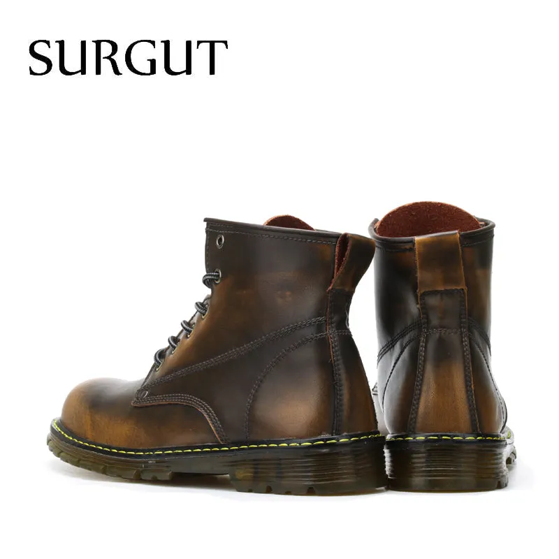 Men Boots Autumn Winter Warm Fur High Quality Split Leather Waterproof Footwear Fashion Comfortable Men Ankle Boots