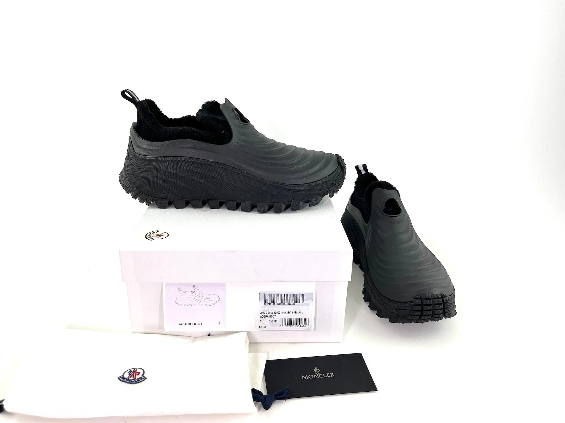 New Mens MONCLER Black Acqua Waterproof Ankle Boots 45 12