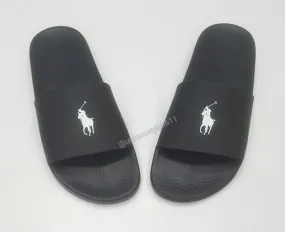 Nwt Polo Ralph Lauren Black Big Pony Slides