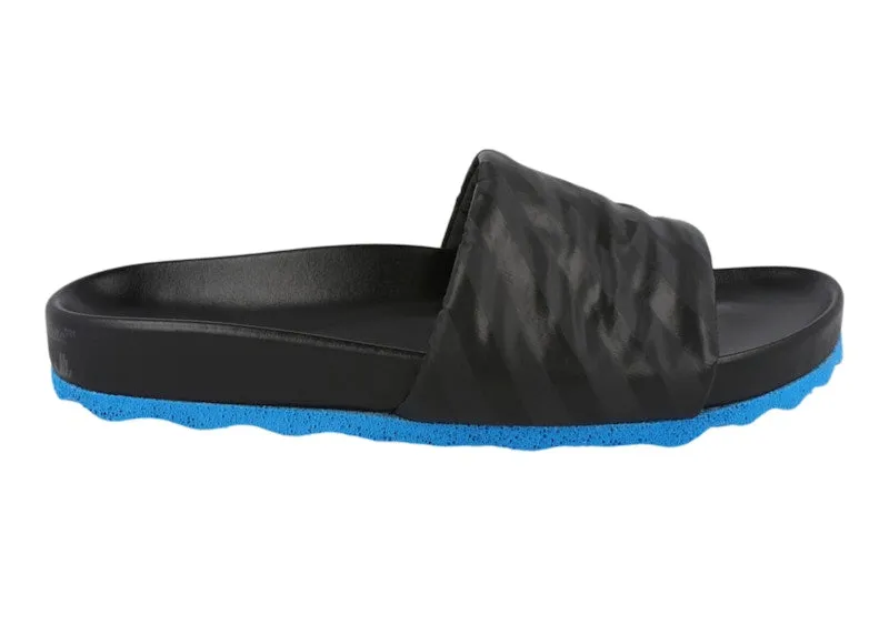 Off White Diag Strip Slides Black Blue