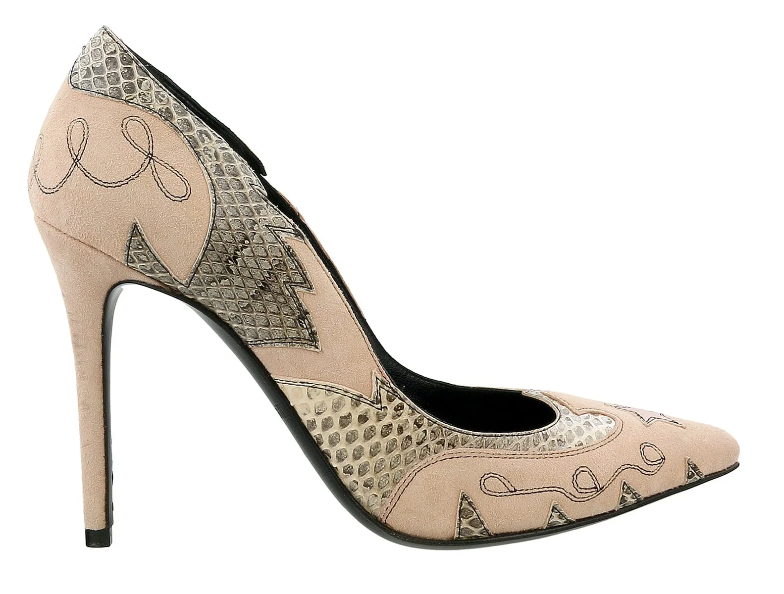 Roberto Cavalli Blush Snakeskin Suede Pointy Pump-