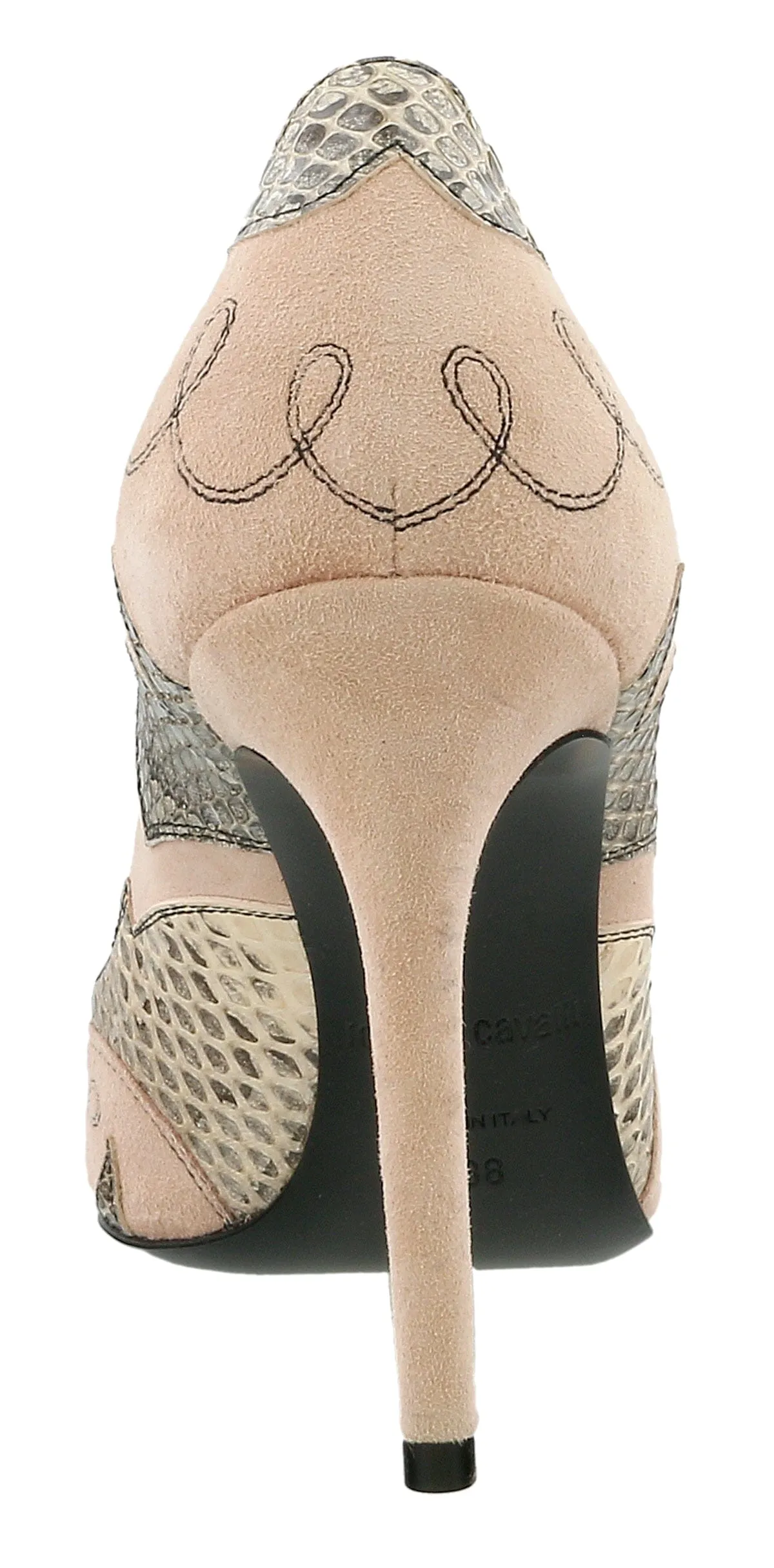 Roberto Cavalli Blush Snakeskin Suede Pointy Pump-