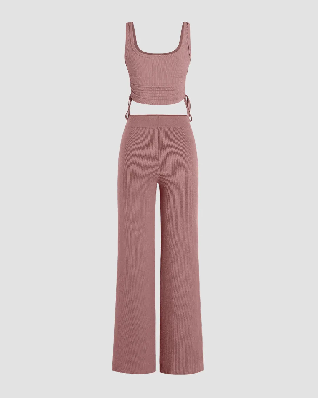 Set Of Two Blush Pink Spaghetti Top With Trouser