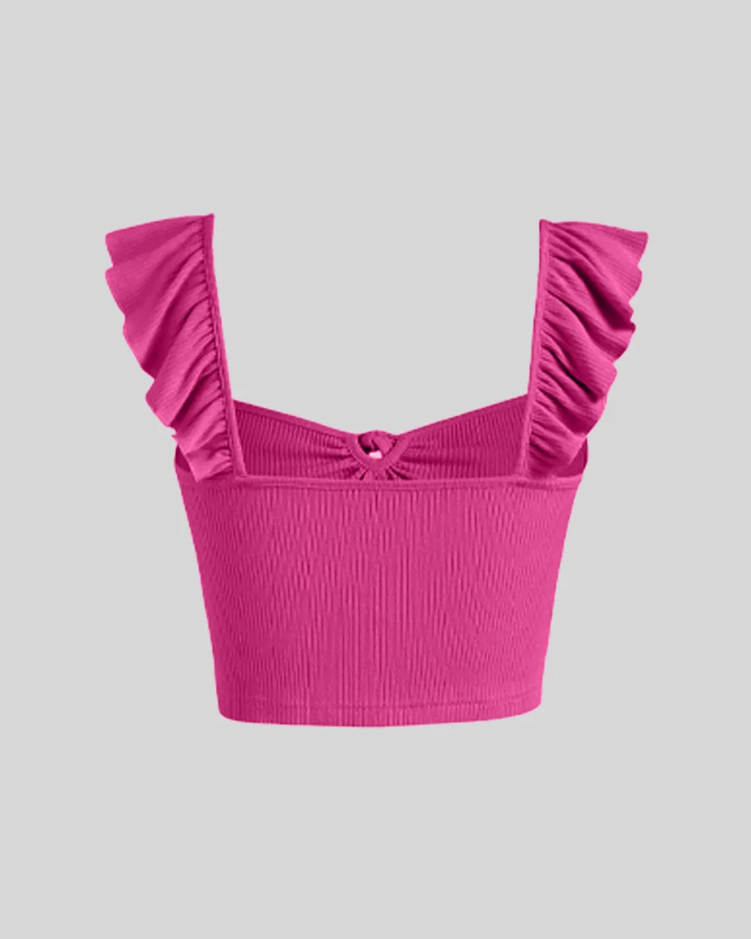 Set Of Two Vest Ruffle Top With Trouser In Hot Pink