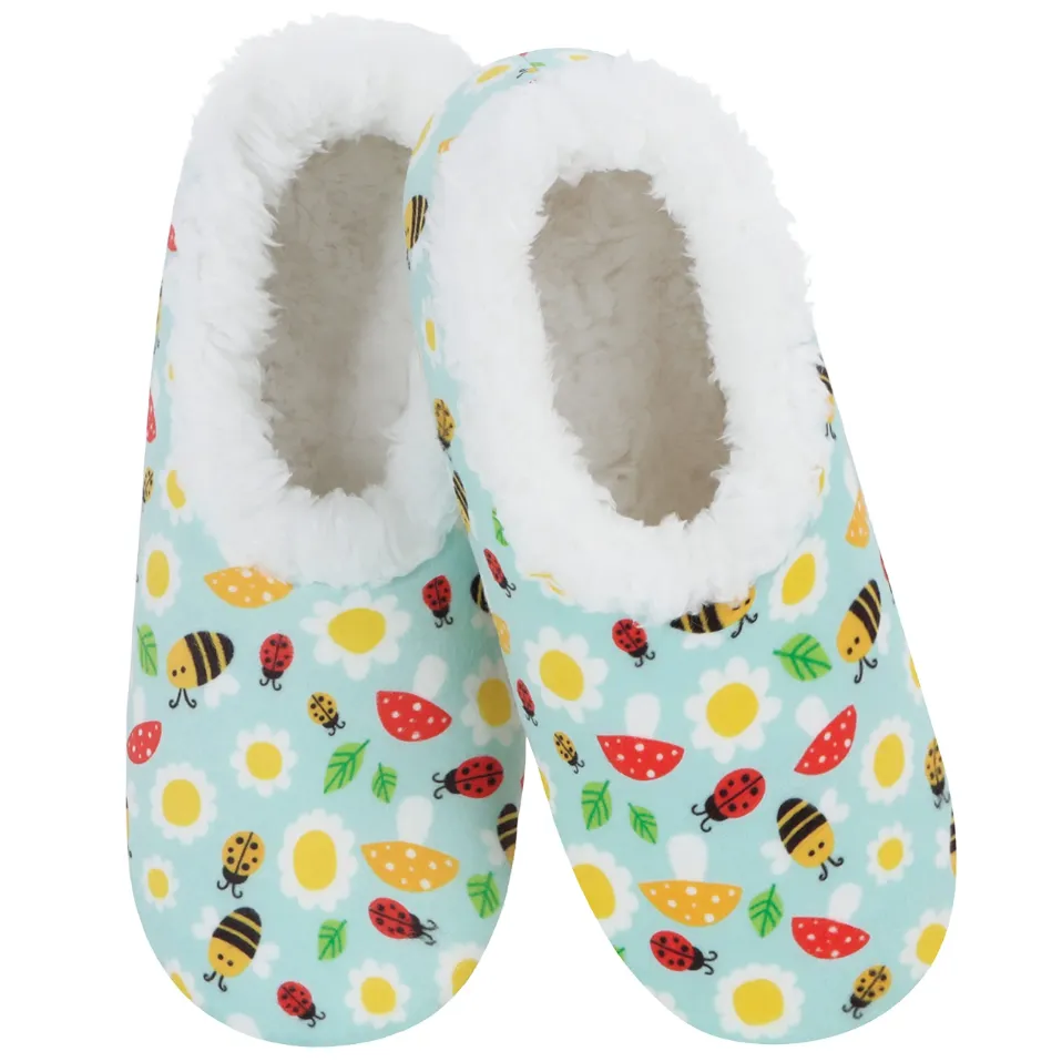 Snoozies Womens Daisies & Bees Heart N' Soil Slippers