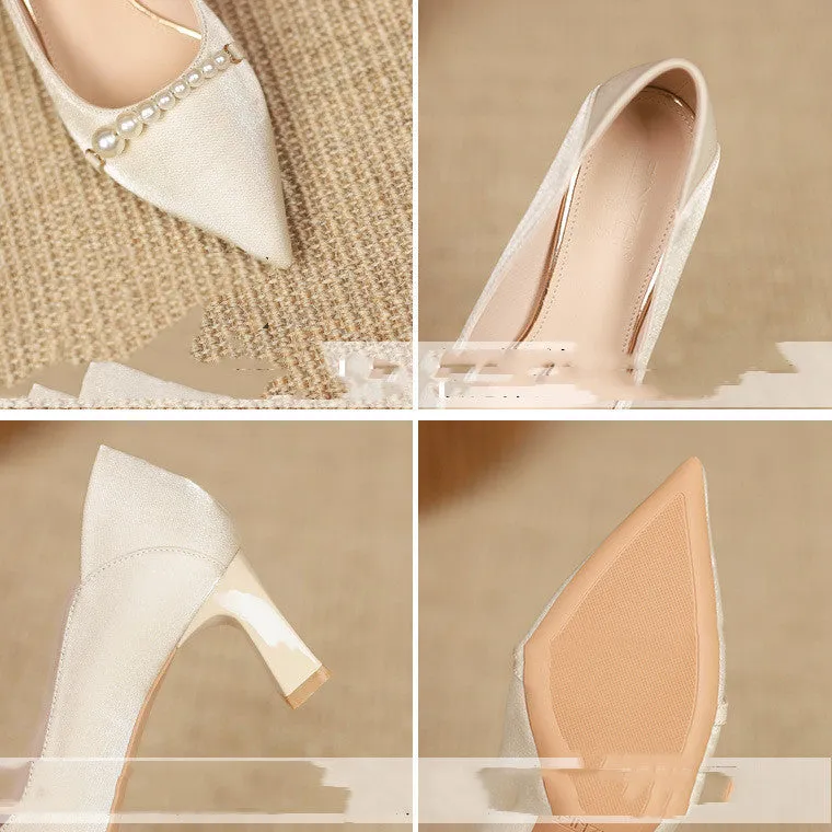 Sparkling Pearls Pointed Toe High Heels