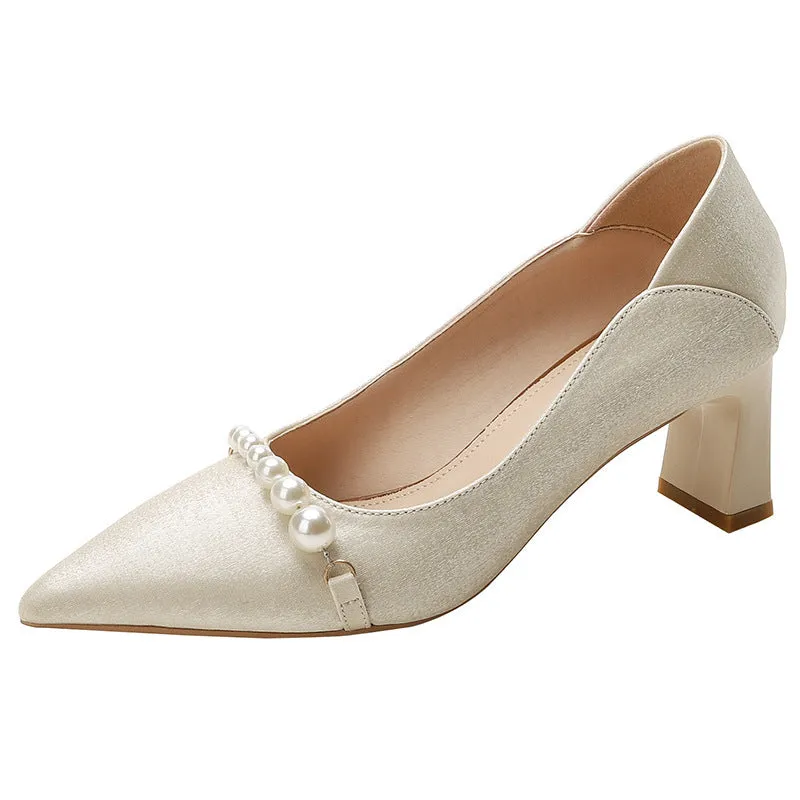 Sparkling Pearls Pointed Toe High Heels