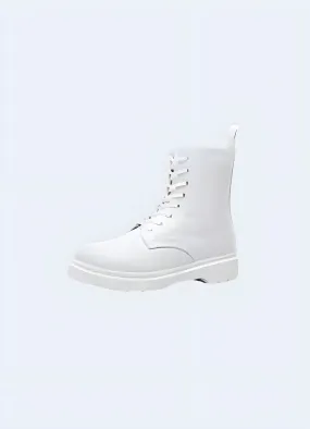 Techwear White Leather Boots