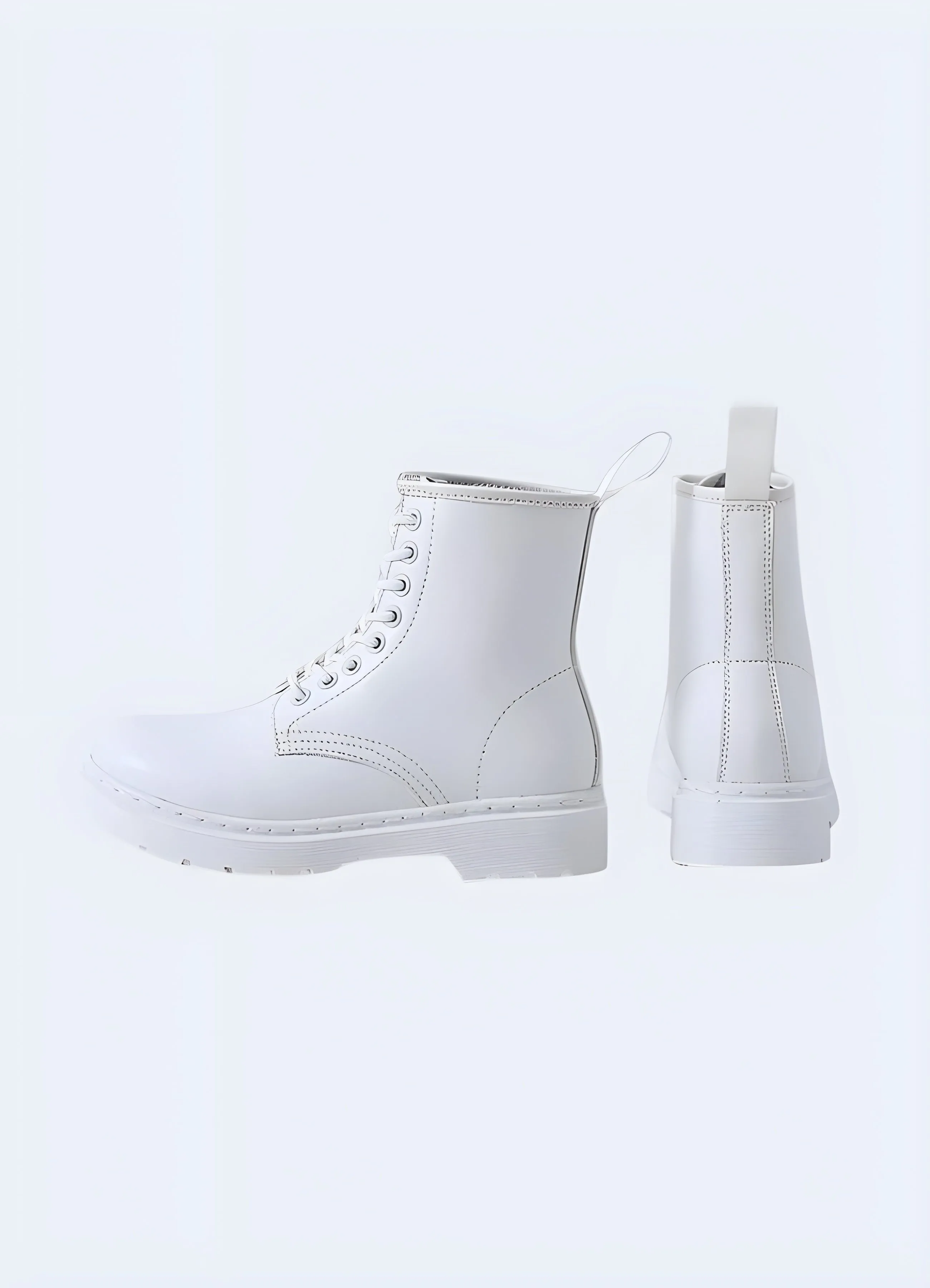 Techwear White Leather Boots