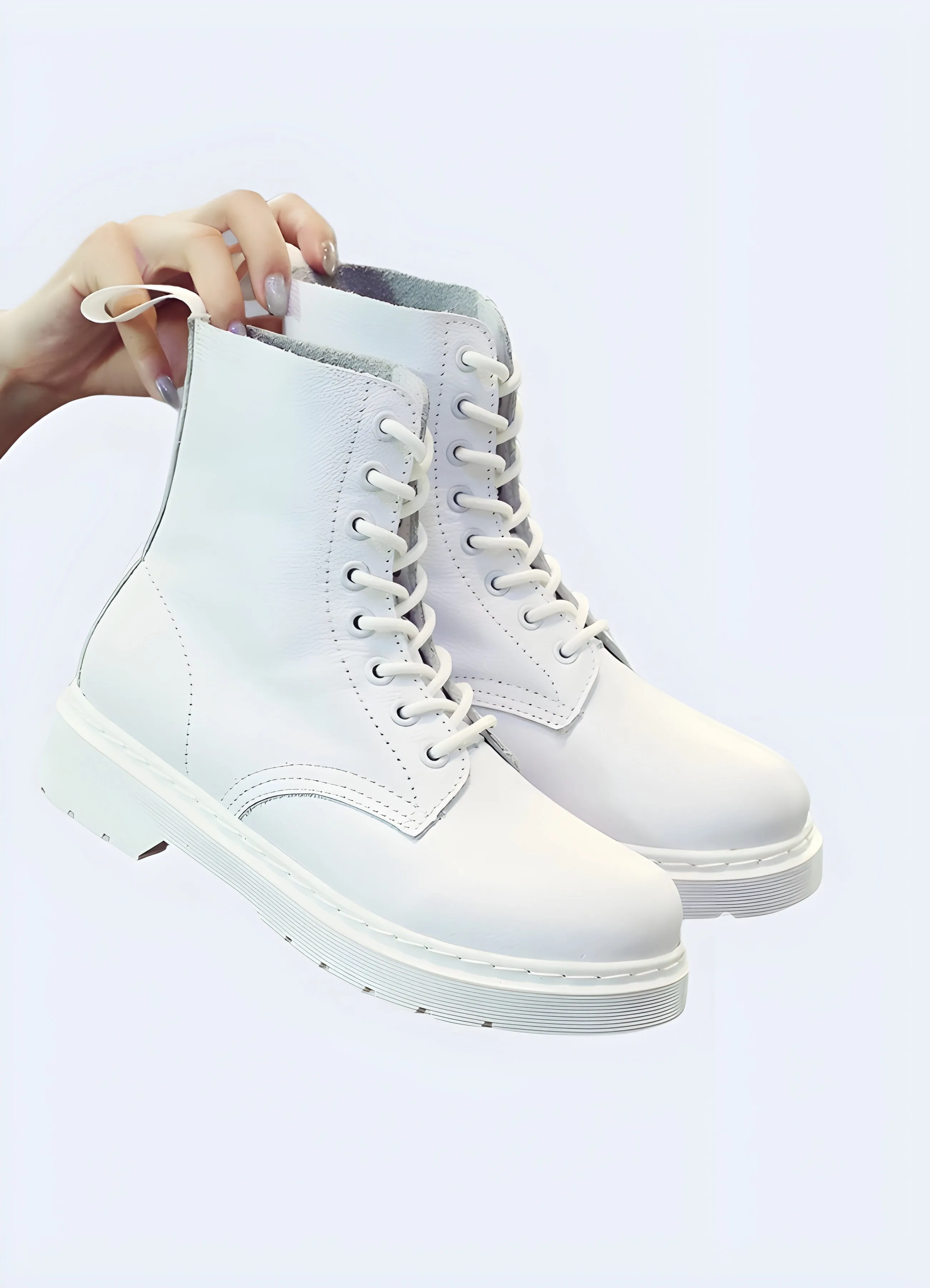 Techwear White Leather Boots