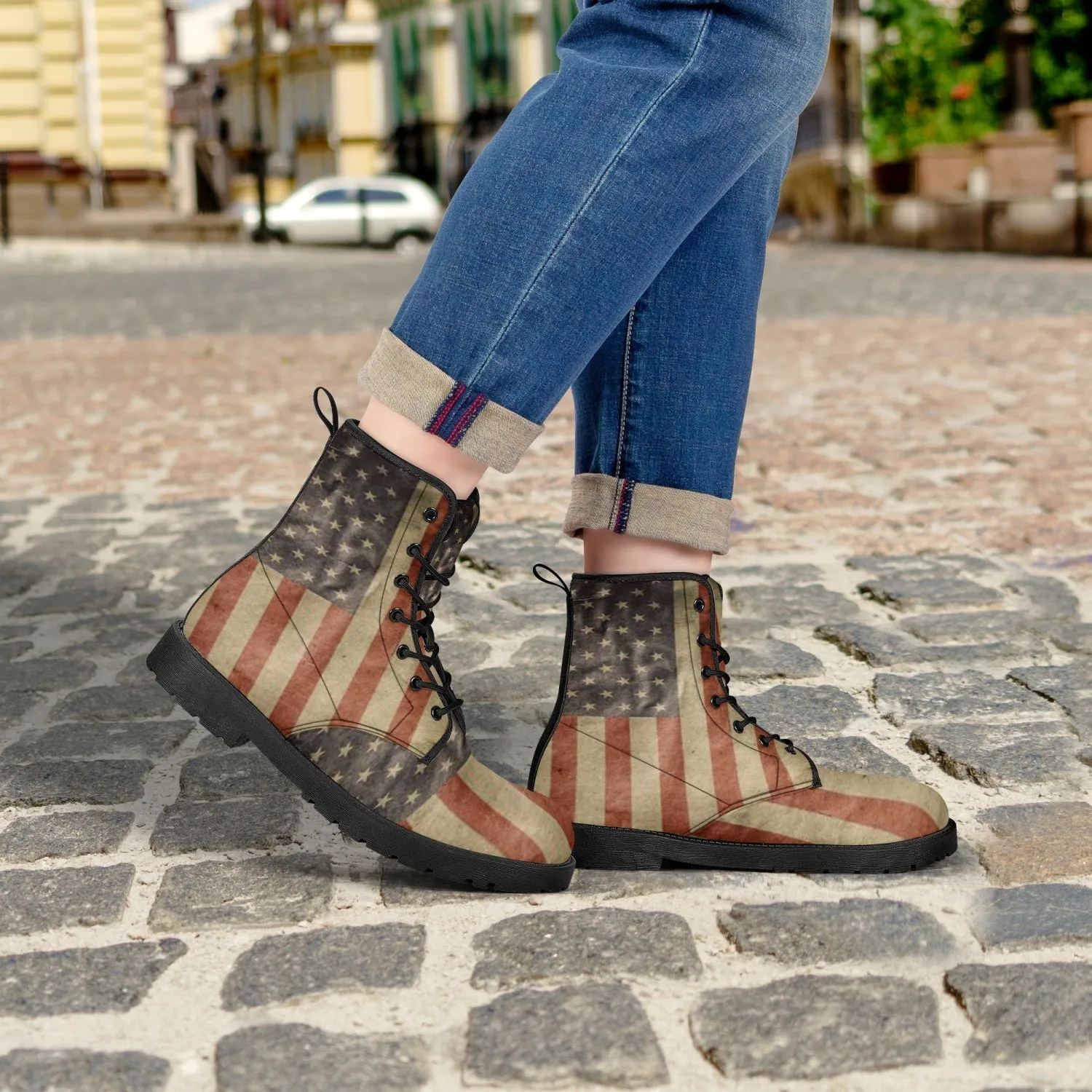 USA Flag Trendy Leather Boots