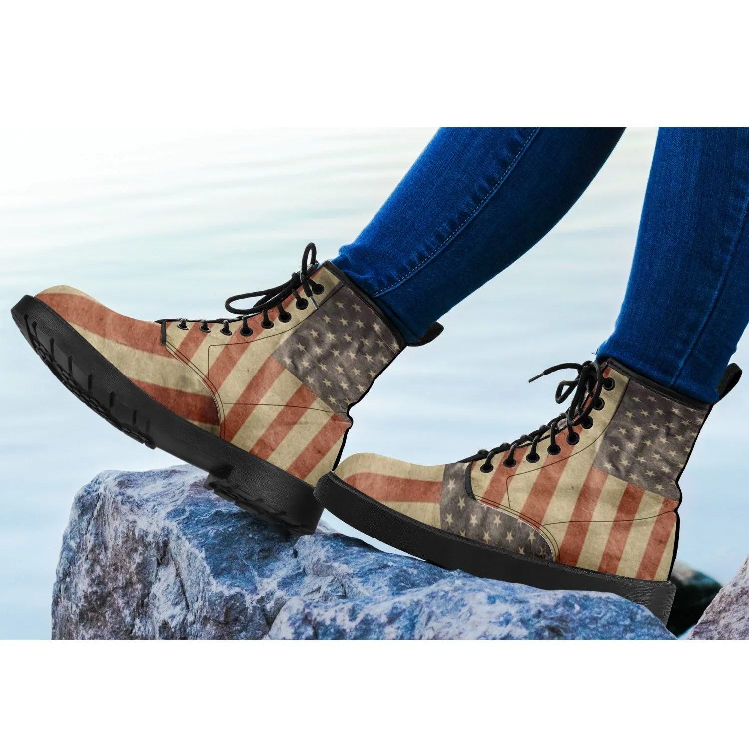 USA Flag Trendy Leather Boots